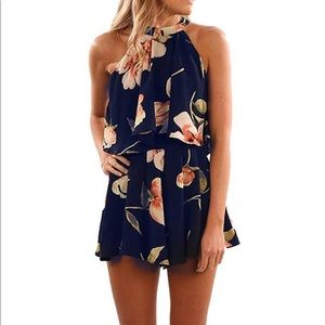 Navy Floral Romper